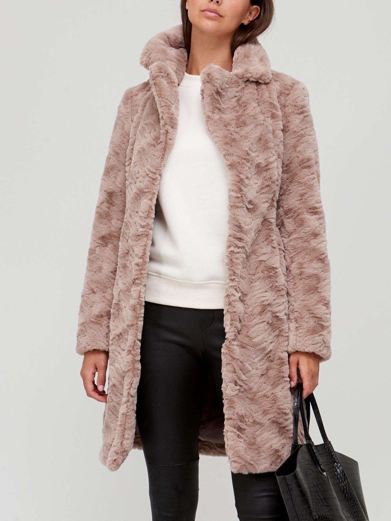 Textured Faux Fur Coat