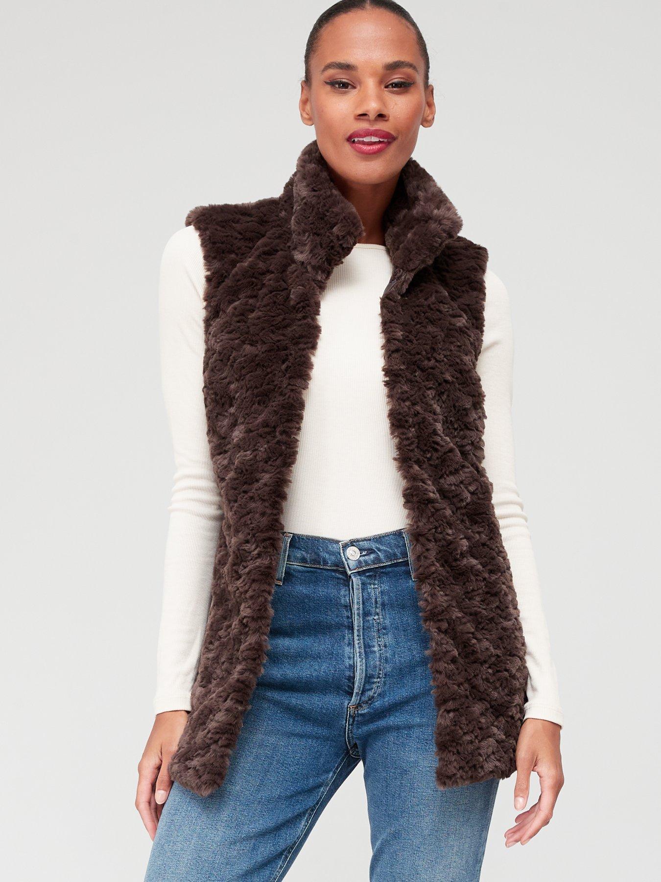 v-by-very-textured-faux-fur-gilet-chocolate