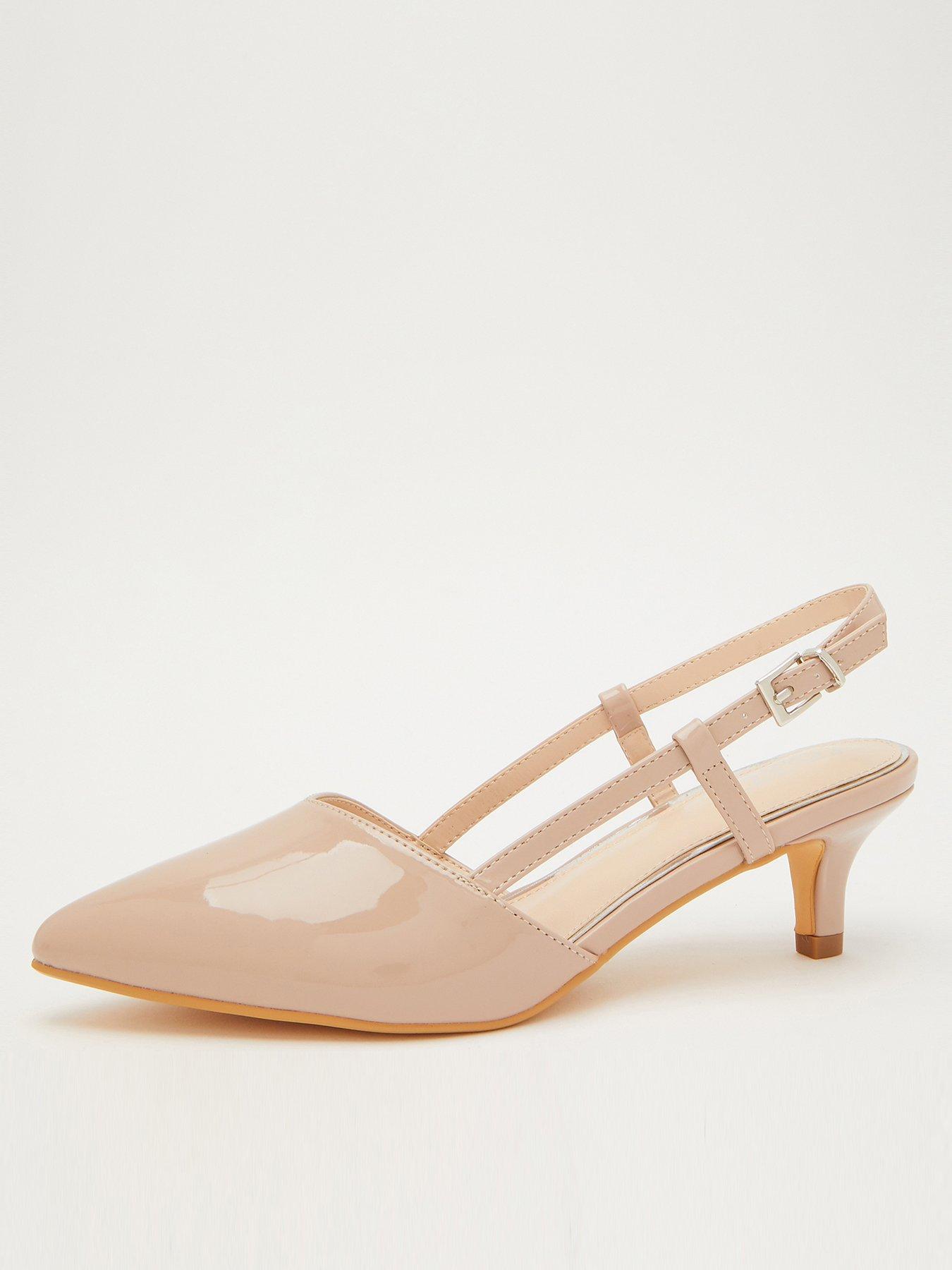 Faux Leather Slingback Court Heels
