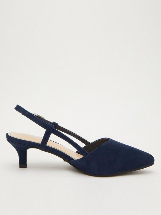 stillFront image of quiz-faux-suede-slingback-court-heels-dark-blue
