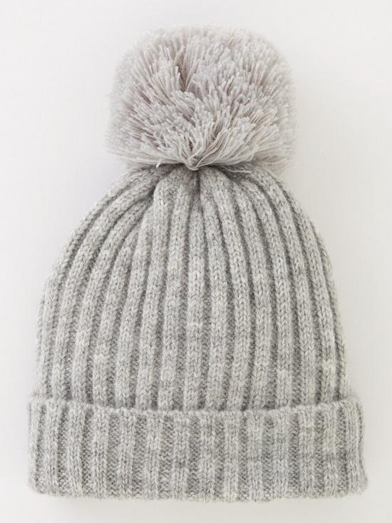 back image of everyday-baby-2-pack-pom-pomnbspbeanie-hats-with-faux-fur-lining-creamgrey