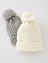  image of everyday-baby-2-pack-pom-pomnbspbeanie-hats-with-faux-fur-lining-creamgrey