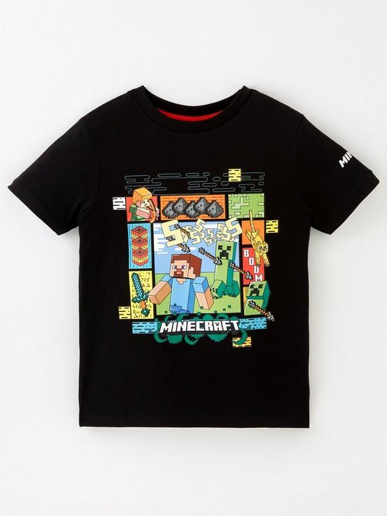 front image of minecraft-full-print-t-shirt-black