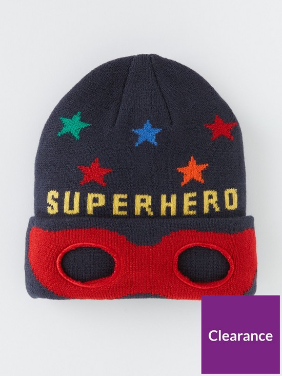 front image of v-by-very-knitted-superhero-hat-navy