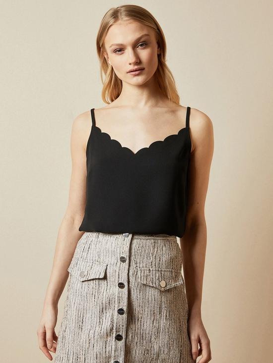 front image of ted-baker-siina-scallop-neckline-cami-top-black