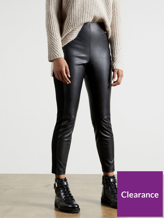 front image of ted-baker-vllada-faux-leather-legging-trouser-black