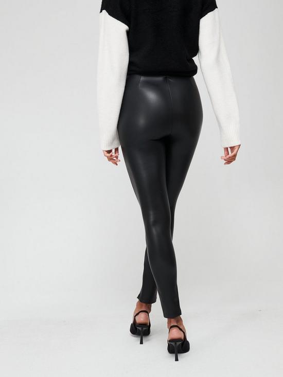 stillFront image of v-by-very-faux-leather-split-hem-legging-black