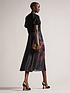  image of ted-baker-cillaah-ponte-bodice-dress-with-placement-print-black