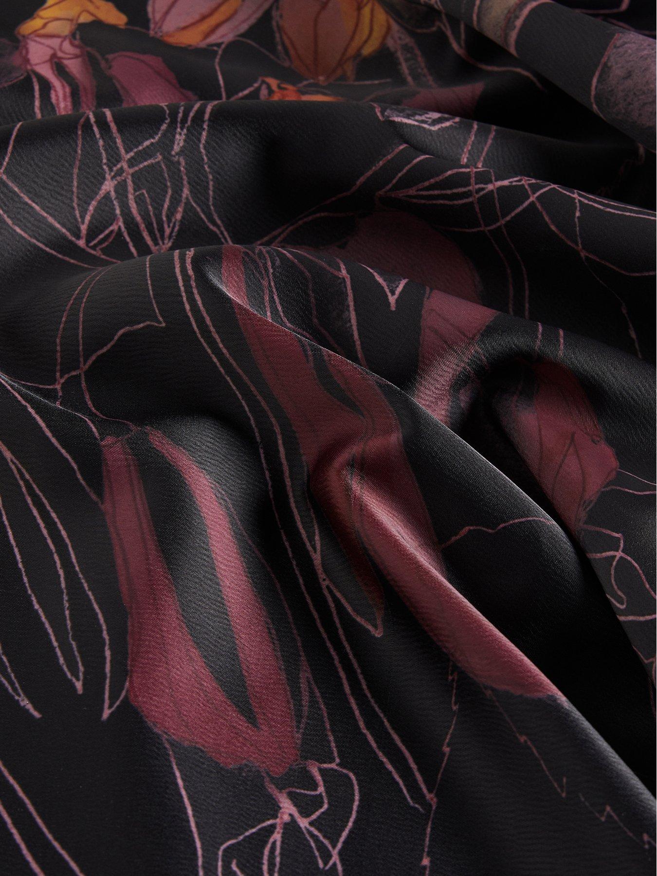  image of ted-baker-cillaah-ponte-bodice-dress-with-placement-print-black