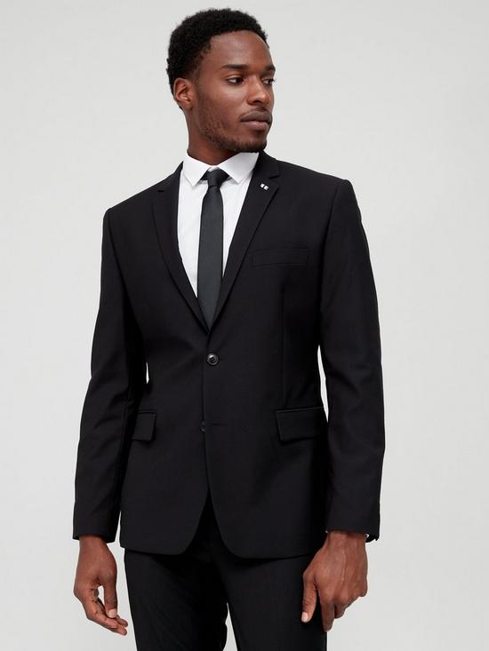 front image of everyday-slim-suit-jacket-black