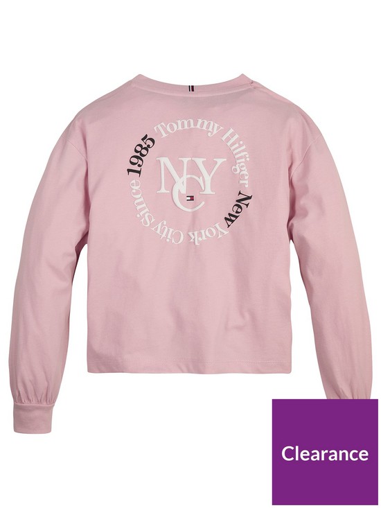 front image of tommy-hilfiger-girls-timeless-tommy-long-sleeve-t-shirtnbsp--pink