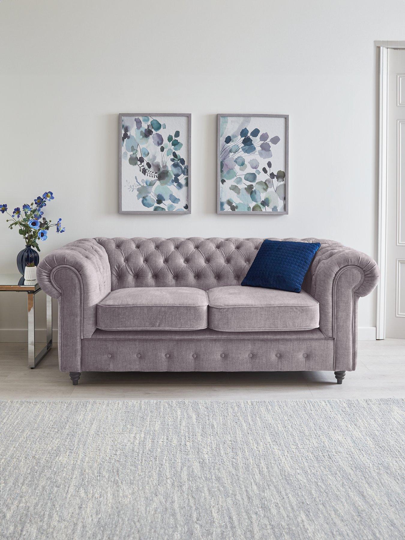 Image 1 of 7 of The Very Collection Laura Chesterfield&nbsp;Fabric 2 Seater Sofa - Grey&nbsp;- FSC&reg; Certified