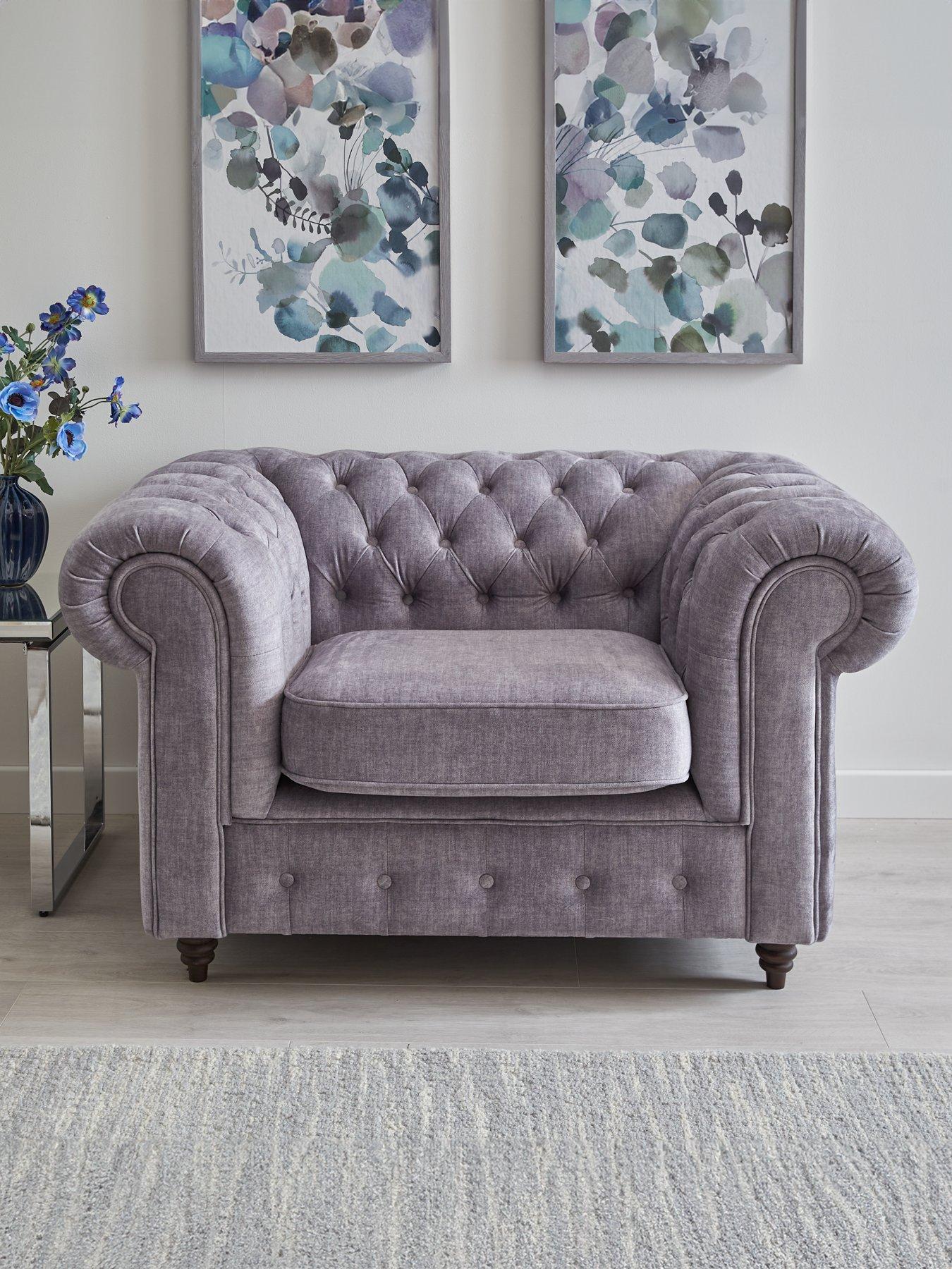 The Very Collection Laura Chesterfield Fabric Armchair - Grey - FSC® Certified