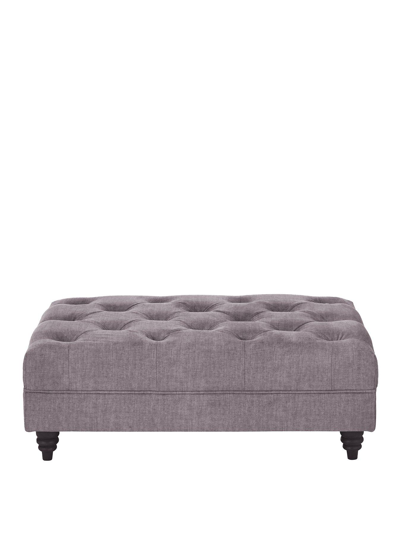 Image 2 of 7 of The Very Collection Laura Chesterfield&nbsp;Fabric Footstool - Grey&nbsp;- FSC&reg; Certified