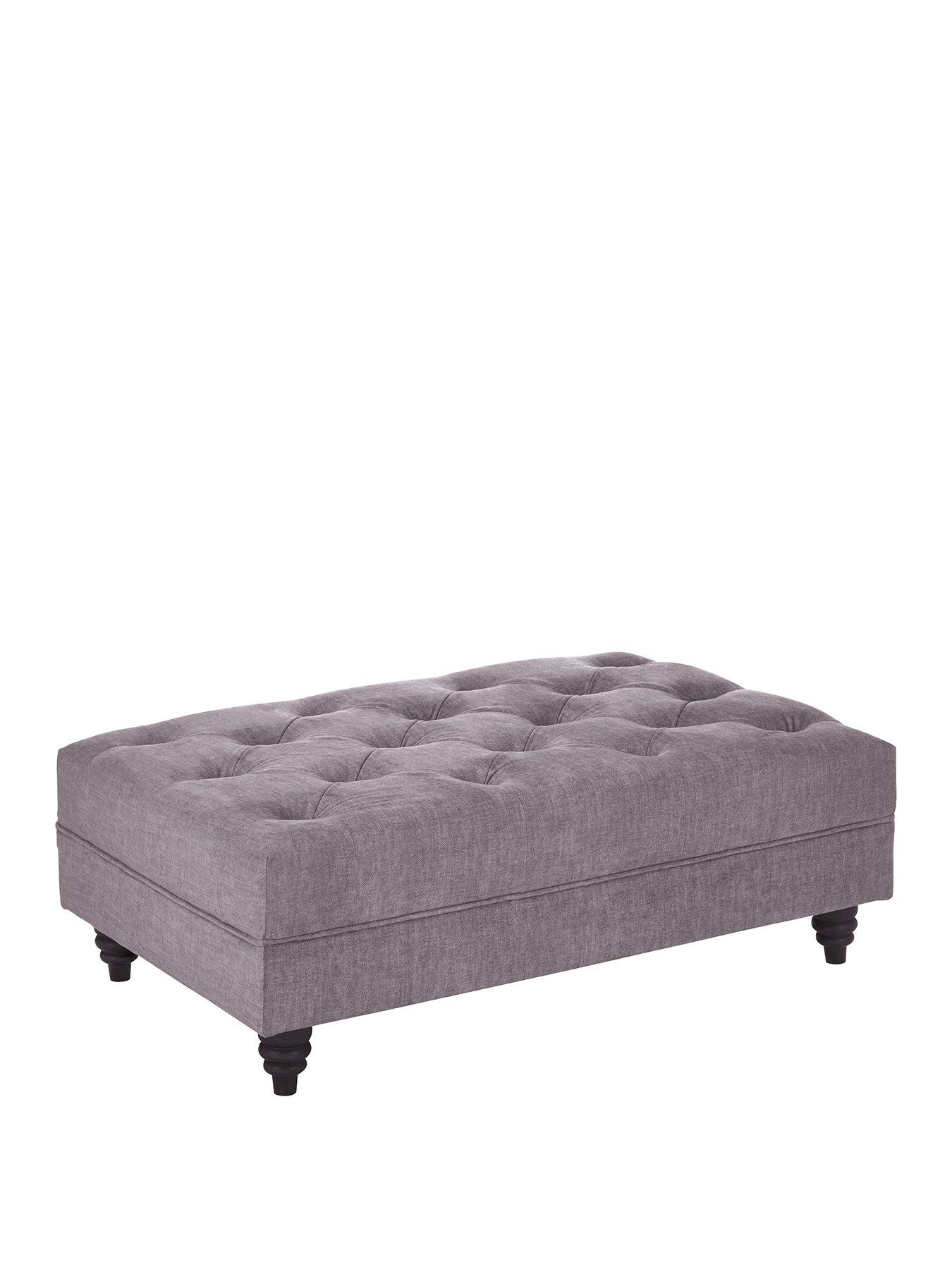 Image 3 of 7 of The Very Collection Laura Chesterfield&nbsp;Fabric Footstool - Grey&nbsp;- FSC&reg; Certified