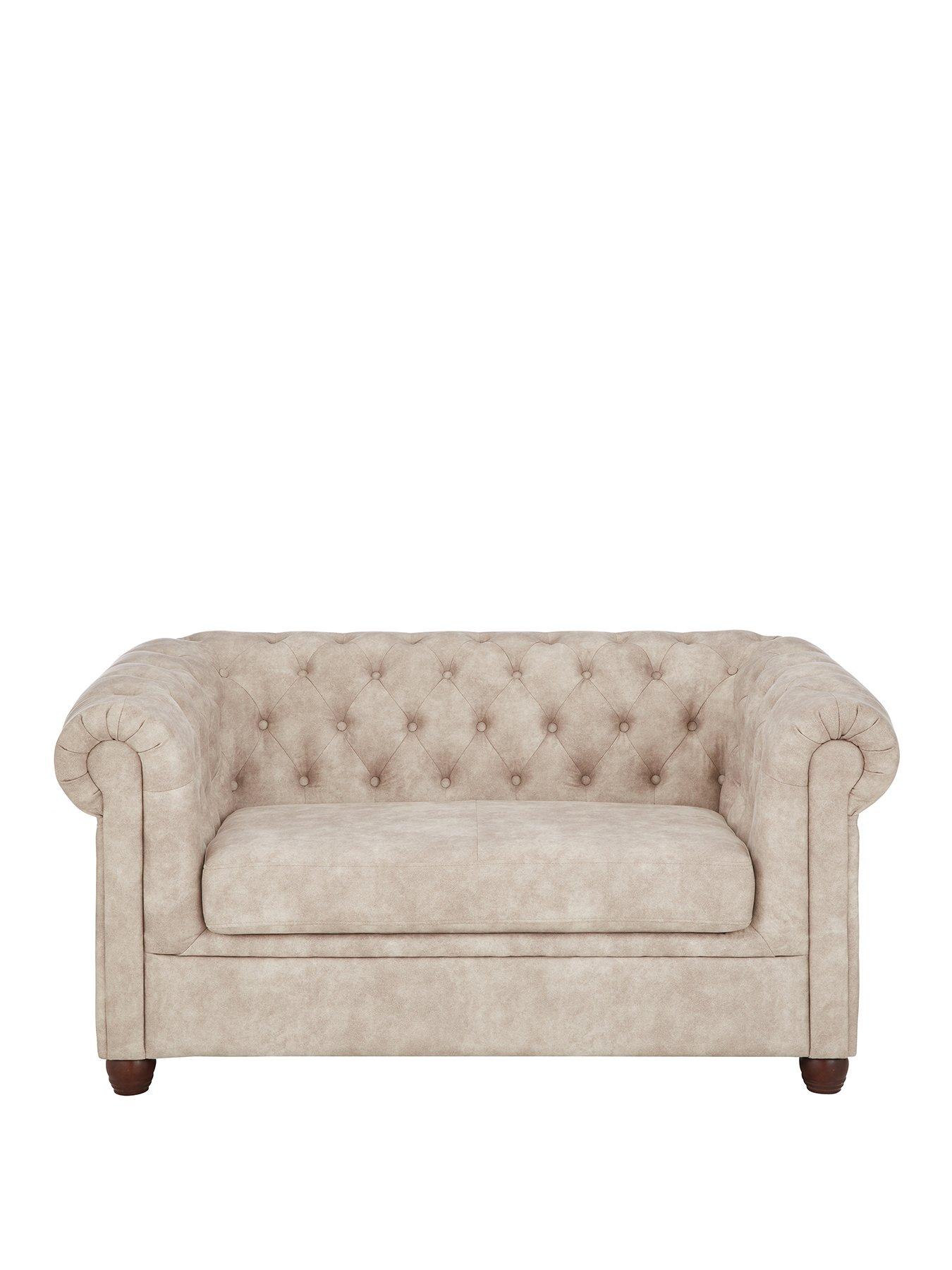 Image 2 of 6 of The Very Collection Chester Chesterfield&nbsp;Leather Look&nbsp;2&nbsp;Seater Sofa - Pebble&nbsp;- FSC&reg; Certified