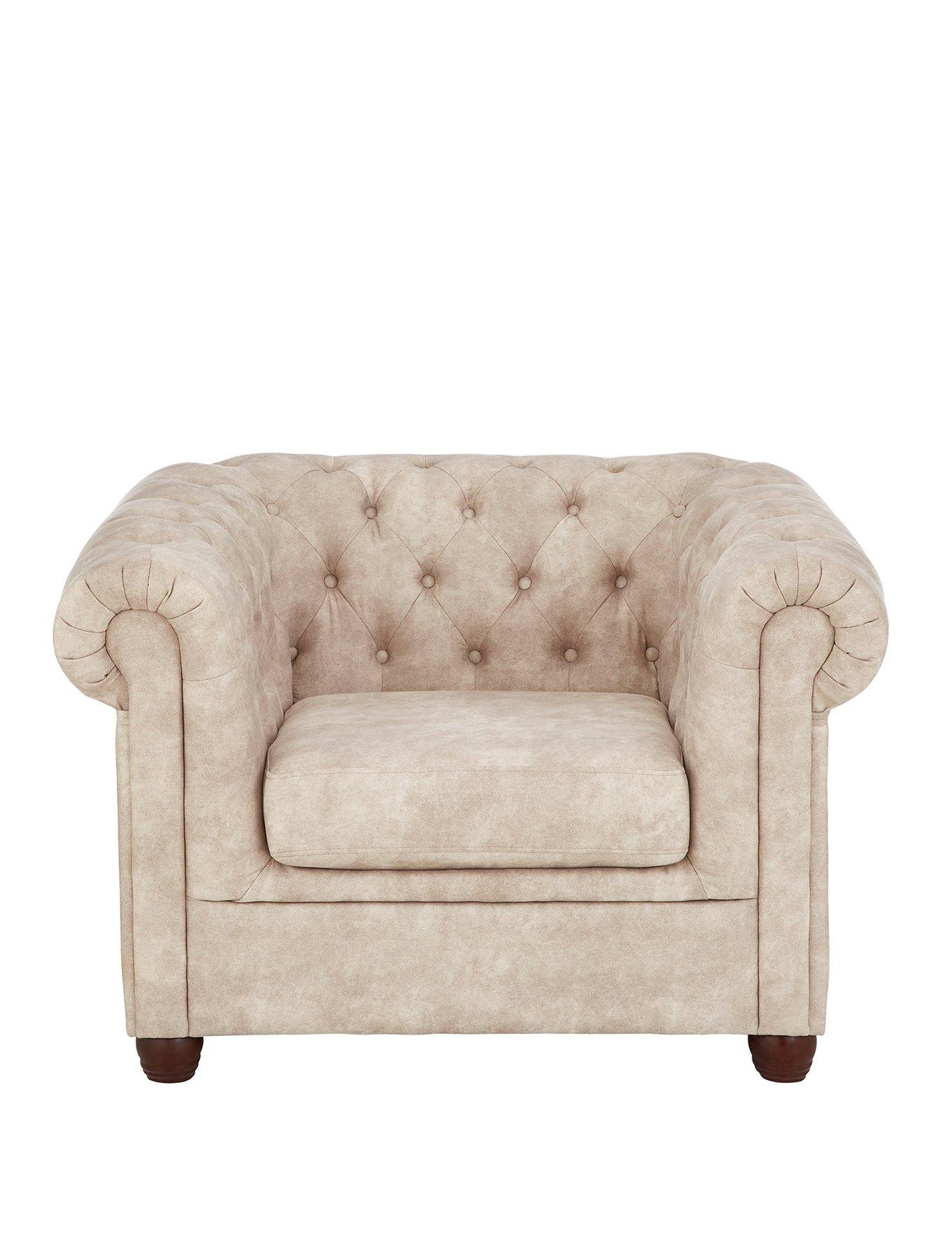 Image 2 of 6 of Very Home Chester Chesterfield&nbsp;Leather Look&nbsp;Armchair - Pebble&nbsp;- FSC&reg; Certified
