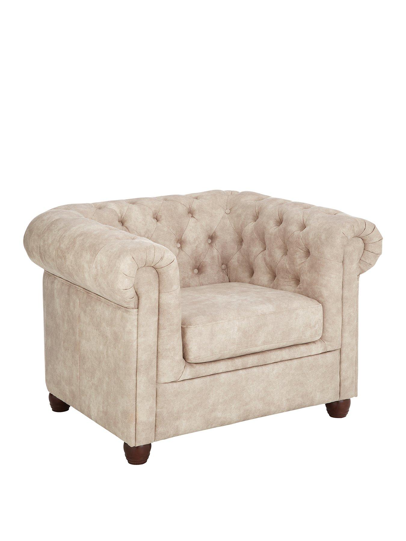 Image 3 of 6 of Very Home Chester Chesterfield&nbsp;Leather Look&nbsp;Armchair - Pebble&nbsp;- FSC&reg; Certified