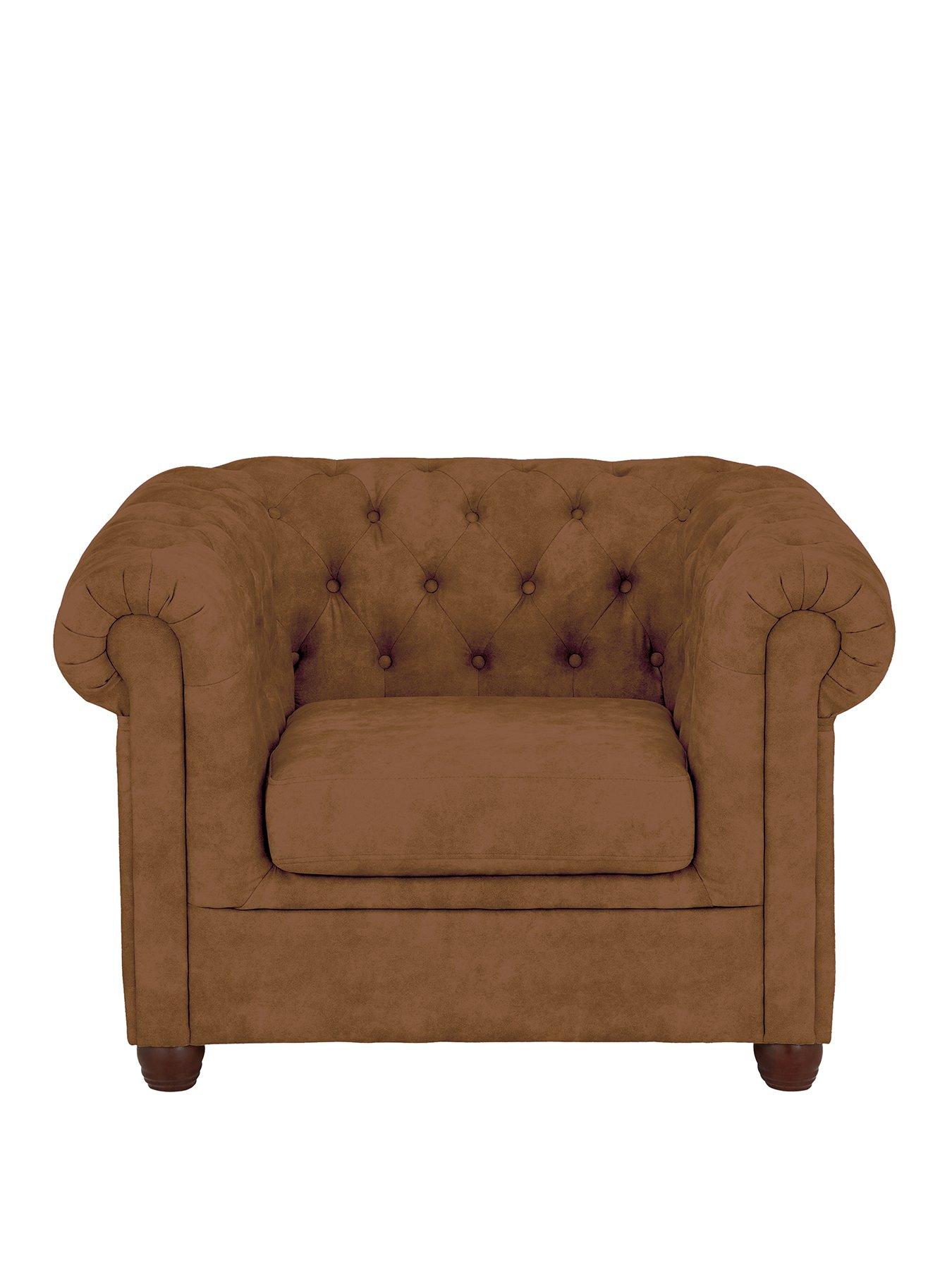 Image 2 of 6 of Very Home Chester Chesterfield Leather Look&nbsp;Armchair - Chocolate&nbsp;- FSC&reg; Certified