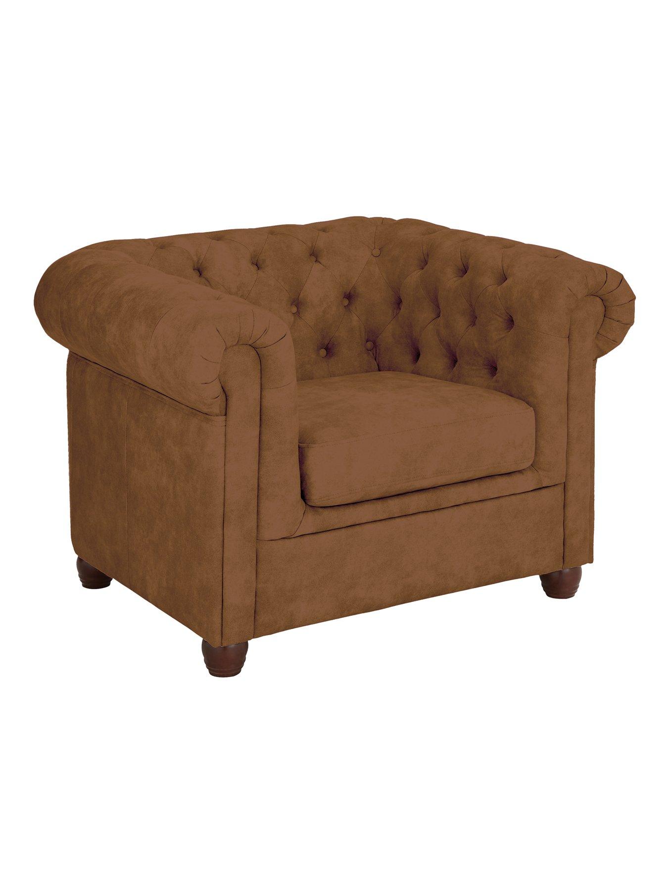 Image 3 of 6 of Very Home Chester Chesterfield Leather Look&nbsp;Armchair - Chocolate&nbsp;- FSC&reg; Certified