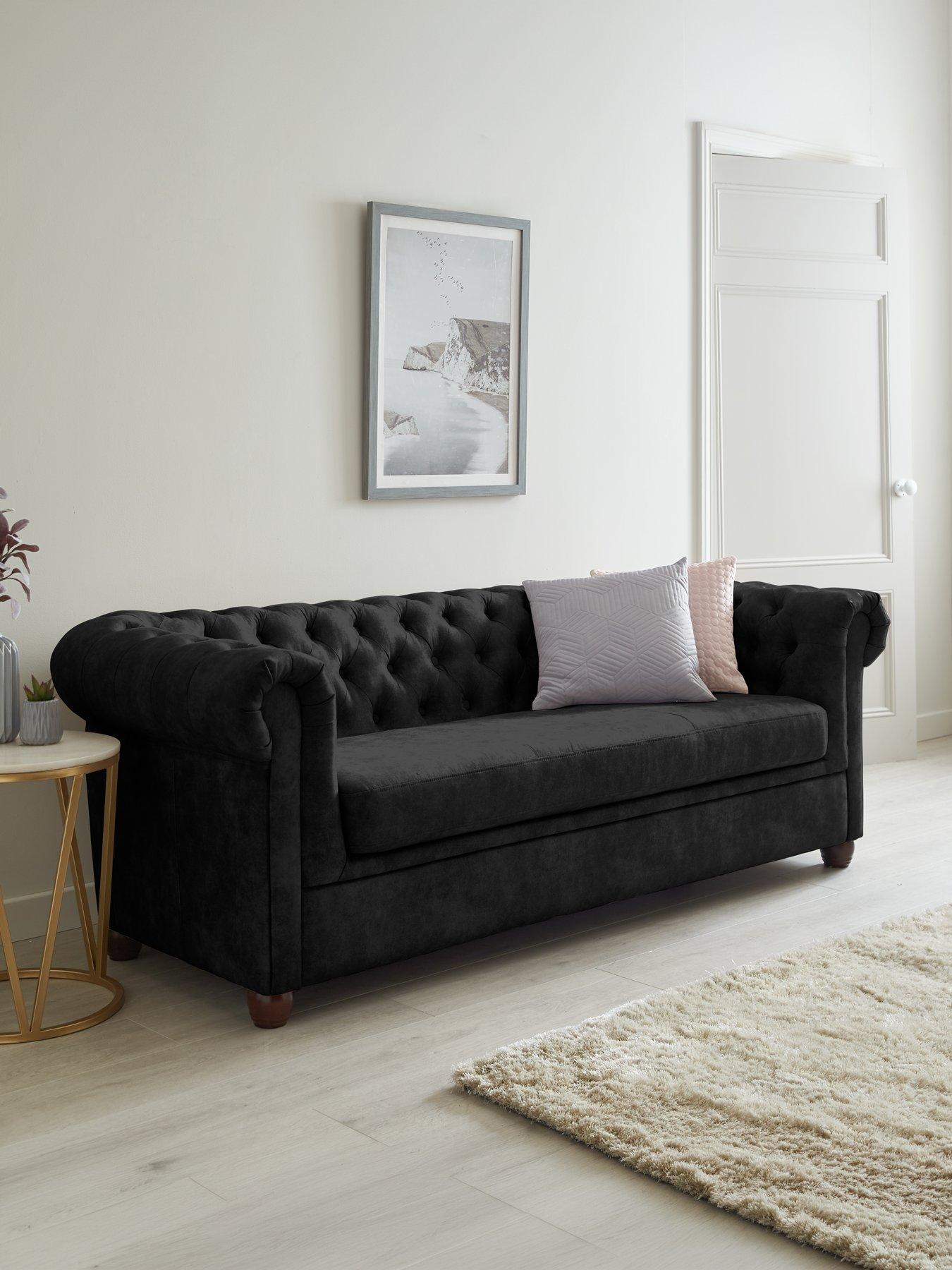 Image 1 of 7 of The Very Collection Chester Chesterfield&nbsp;Leather Look&nbsp;3 Seater Sofa - Black&nbsp;- FSC&reg; Certified