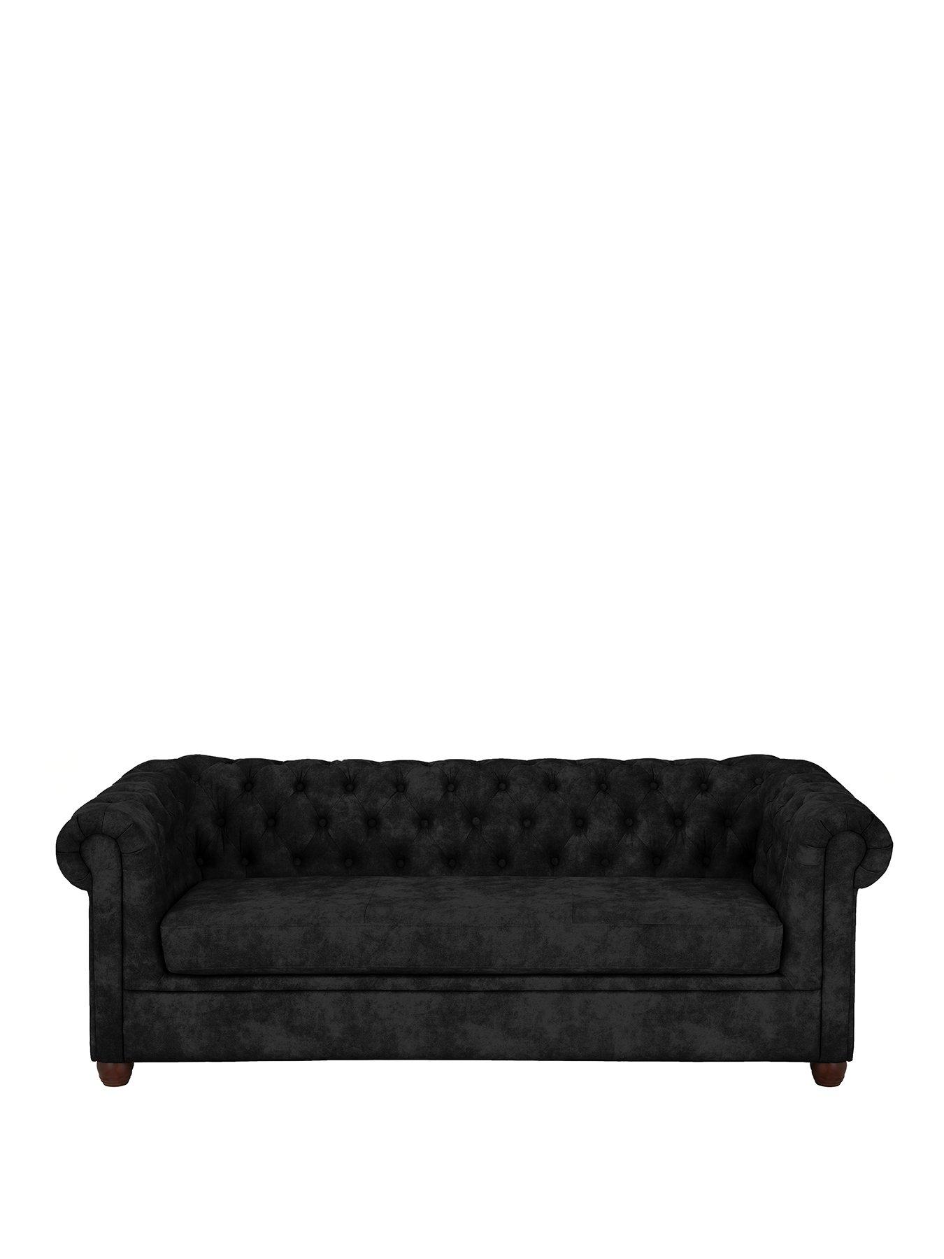 Image 2 of 7 of The Very Collection Chester Chesterfield&nbsp;Leather Look&nbsp;3 Seater Sofa - Black&nbsp;- FSC&reg; Certified
