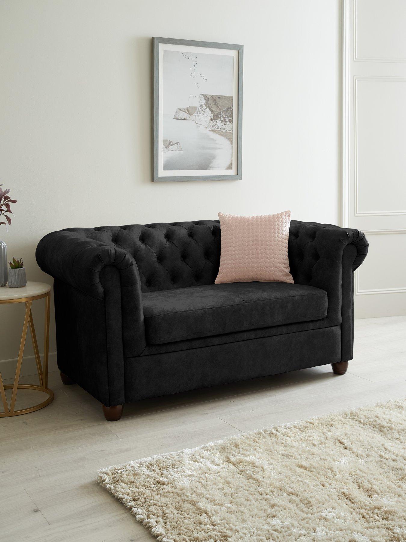 Image 1 of 7 of The Very Collection Chester Chesterfield&nbsp;Leather Look 2 Seater Sofa - Black&nbsp;- FSC&reg; Certified