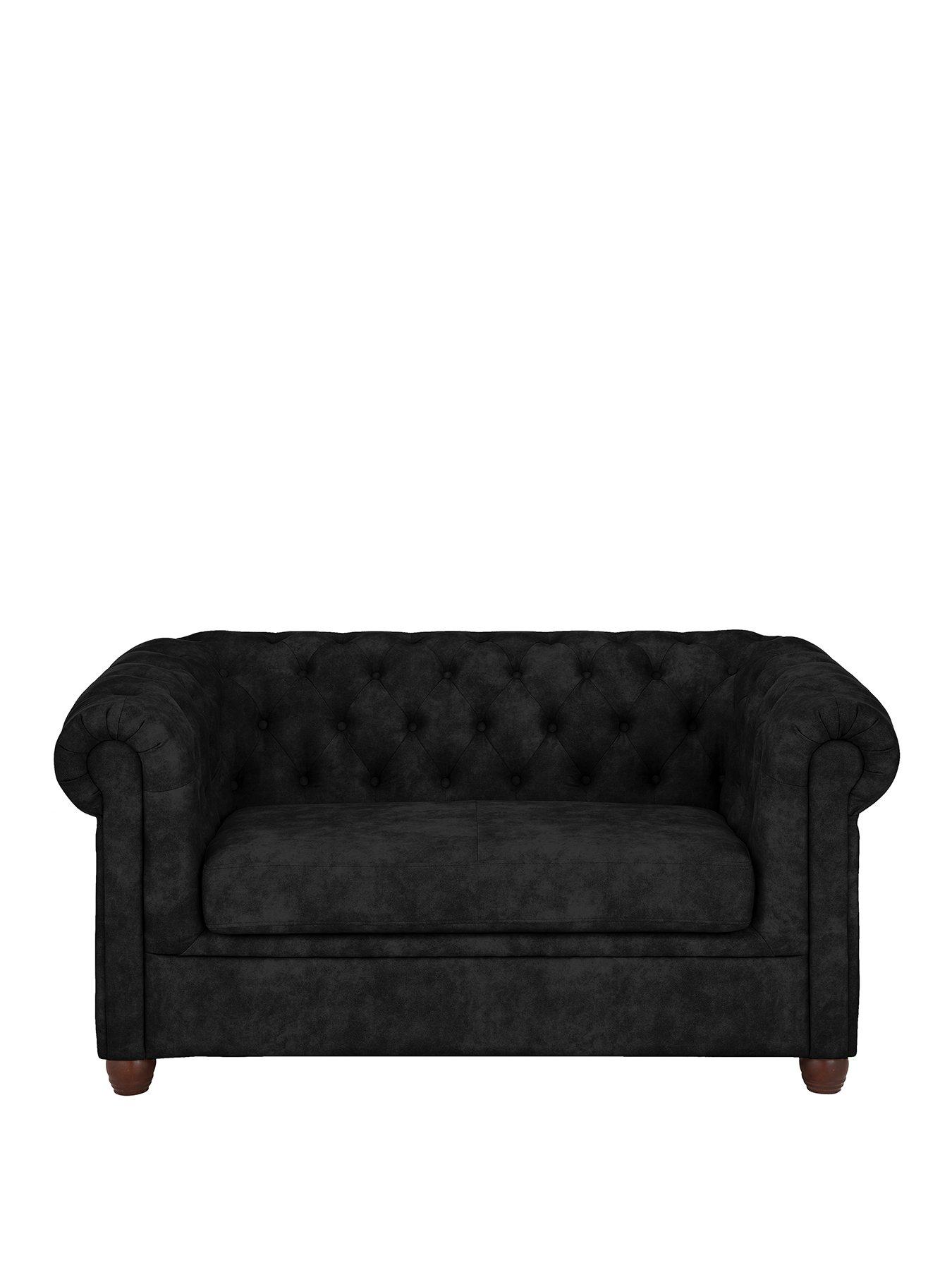 Image 2 of 7 of The Very Collection Chester Chesterfield&nbsp;Leather Look 2 Seater Sofa - Black&nbsp;- FSC&reg; Certified