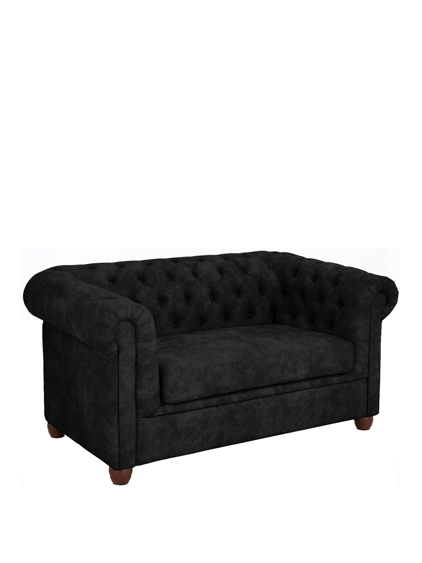 Image 3 of 7 of The Very Collection Chester Chesterfield&nbsp;Leather Look 2 Seater Sofa - Black&nbsp;- FSC&reg; Certified