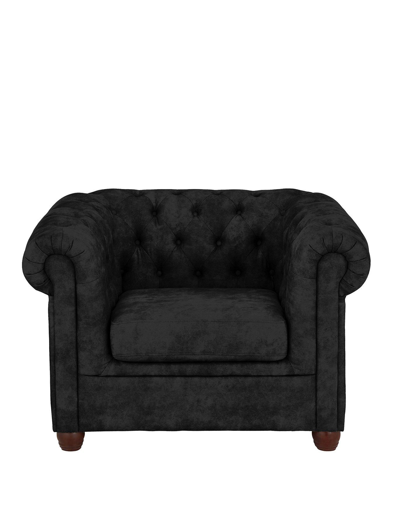 Image 2 of 7 of Very Home Chester Chesterfield&nbsp;Leather Look&nbsp;Armchair - Black&nbsp;- FSC&reg; Certified