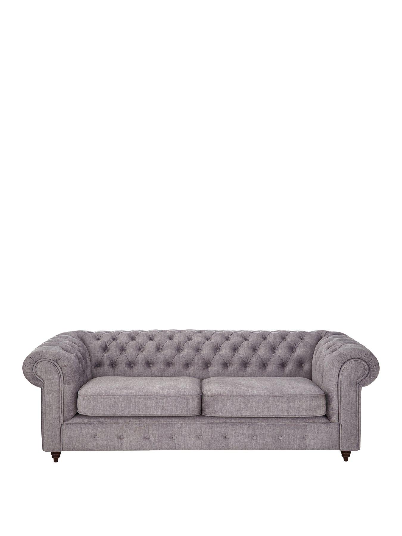 Image 2 of 7 of The Very Collection Laura Chesterfield&nbsp;Fabric&nbsp;3 Seater Sofa - Grey&nbsp;- FSC&reg; Certified