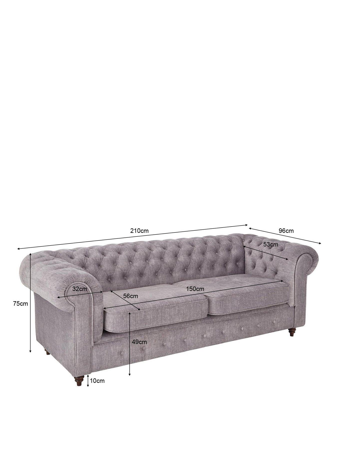Image 7 of 7 of The Very Collection Laura Chesterfield&nbsp;Fabric&nbsp;3 Seater Sofa - Grey&nbsp;- FSC&reg; Certified