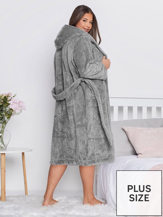 stillFront image of yours-clothing-honeycomb-hooded-robe-grey