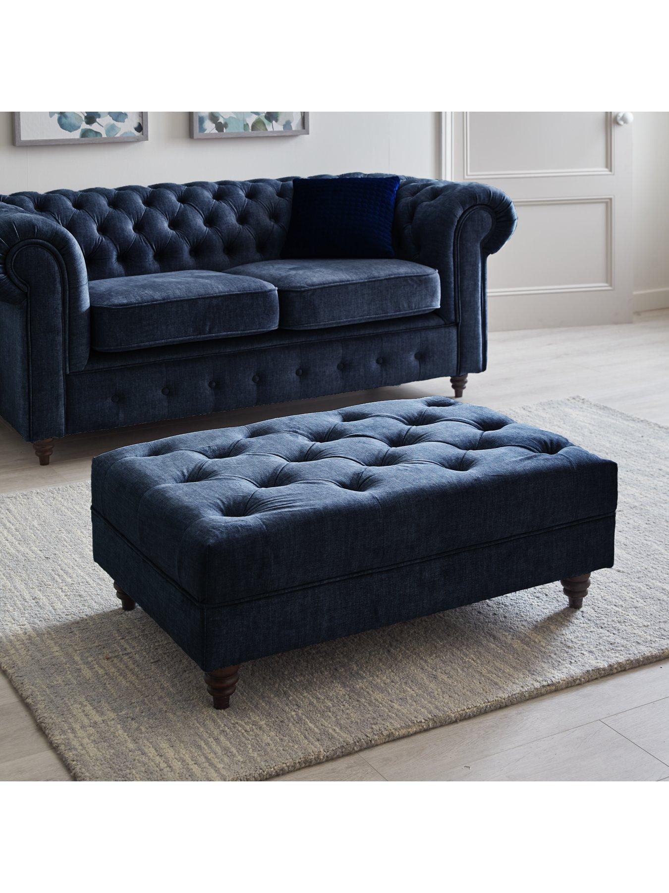 Very Home Laura Chesterfield Fabric Footstool - Grey - FSC® Certified
