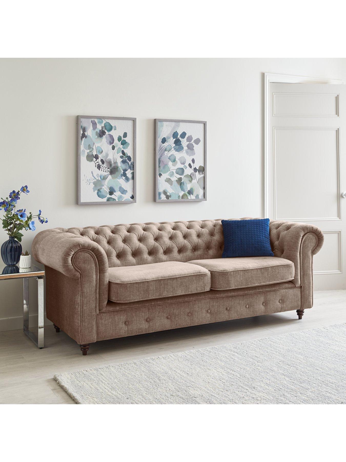 Very Home Laura Chesterfield Fabric 3 Seater Sofa - Grey - FSC® Certified