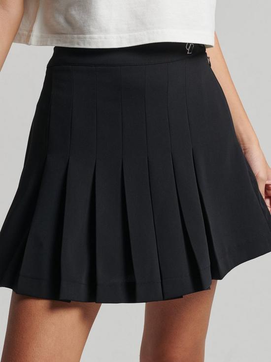 front image of superdry-code-essential-tennis-skirt--black