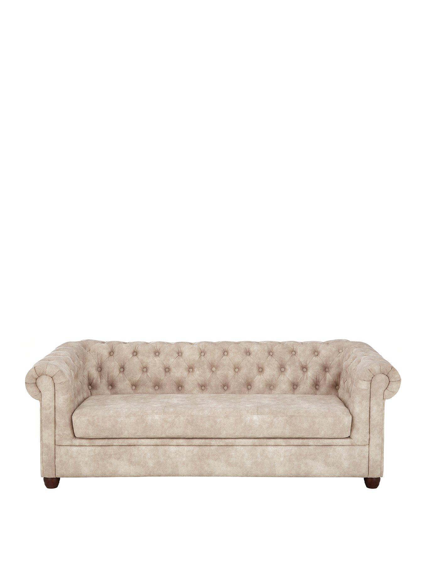 Image 2 of 6 of The Very Collection Chester&nbsp;Leather Look&nbsp;3 Seater Sofa - Pebble&nbsp;- FSC&reg; Certified