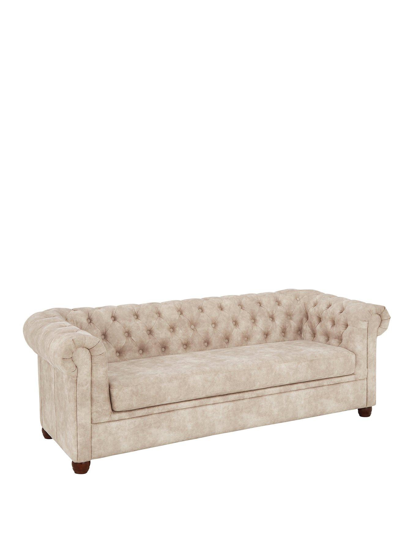 Image 3 of 6 of The Very Collection Chester&nbsp;Leather Look&nbsp;3 Seater Sofa - Pebble&nbsp;- FSC&reg; Certified
