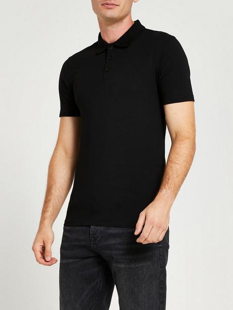 river-island-short-sleeve-muscle-fit-polo-black
