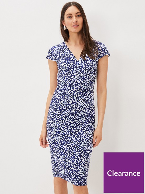 front image of phase-eight-phase-8-brooke-printed-wrap-dress-blue