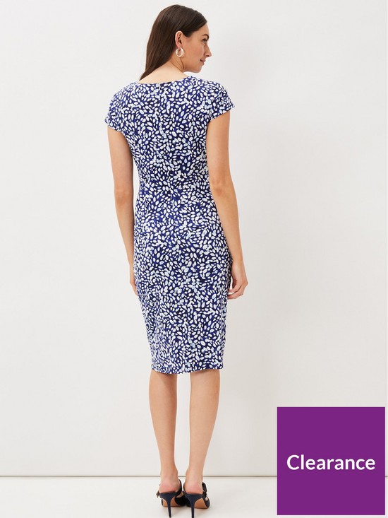 stillFront image of phase-eight-phase-8-brooke-printed-wrap-dress-blue