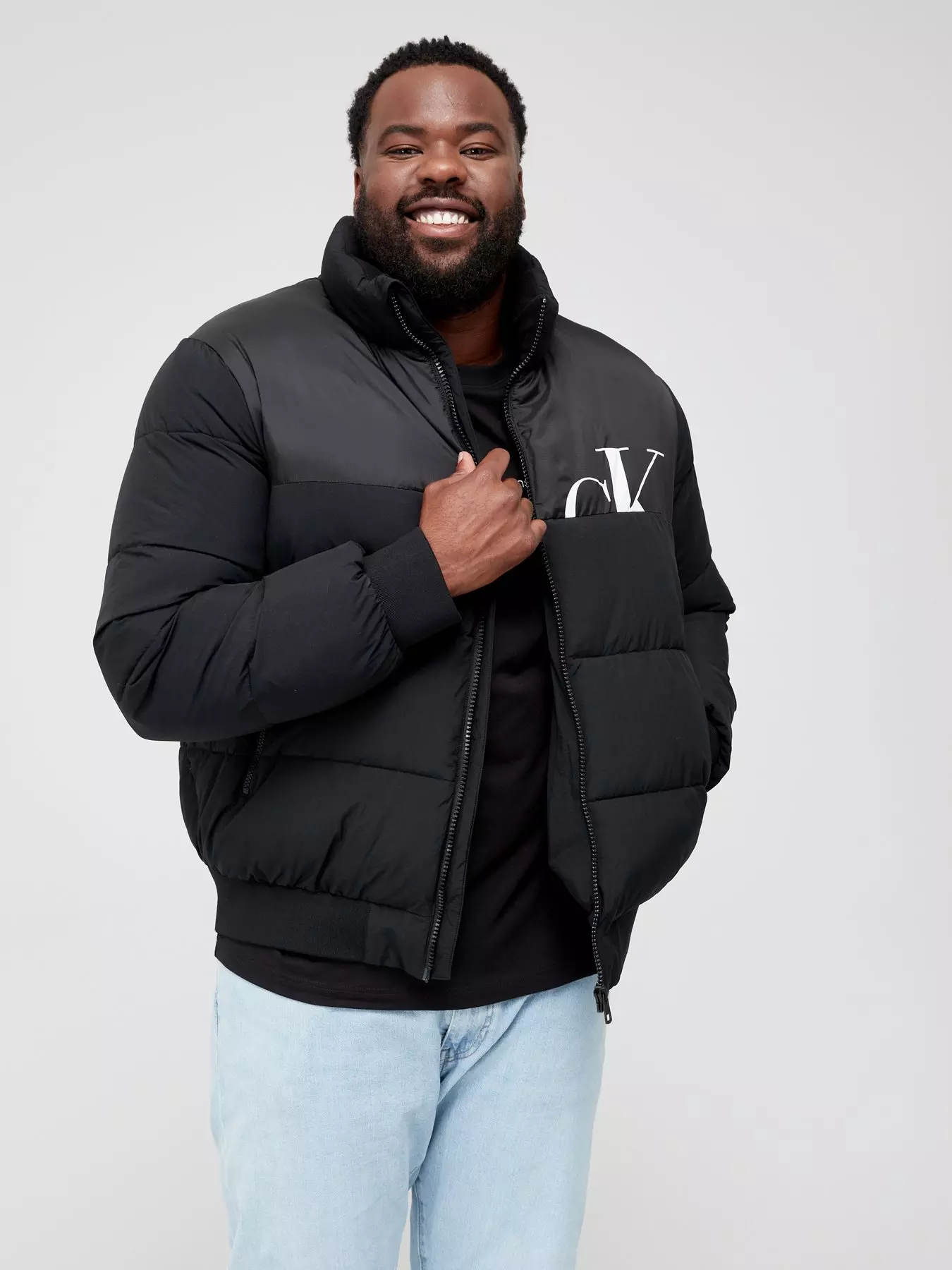 Calvin Klein Jeans Big & Tall Mix Media Padded Jacket - Black |  