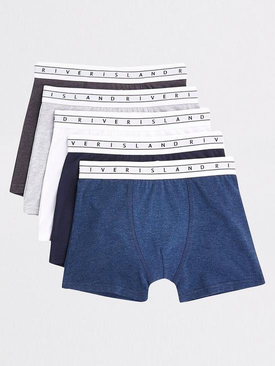 front image of river-island-navy-5pk-boxer-w