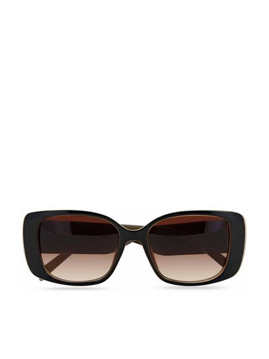 front image of karen-millen-black-rectangle-sunglasses