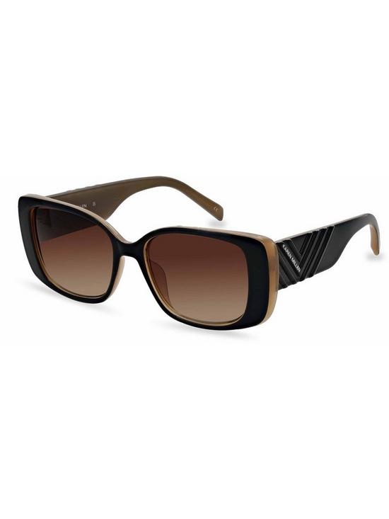 back image of karen-millen-black-rectangle-sunglasses