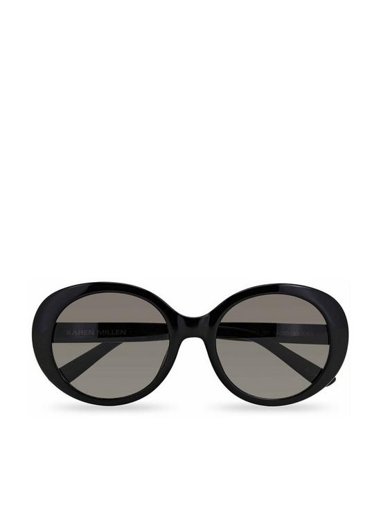 front image of karen-millen-black-round-sunglasses
