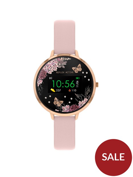 reflex-active-series-3-smart-watch-with-floral-detail-colour-screen-crown-navigation-and-nude-pink-strap