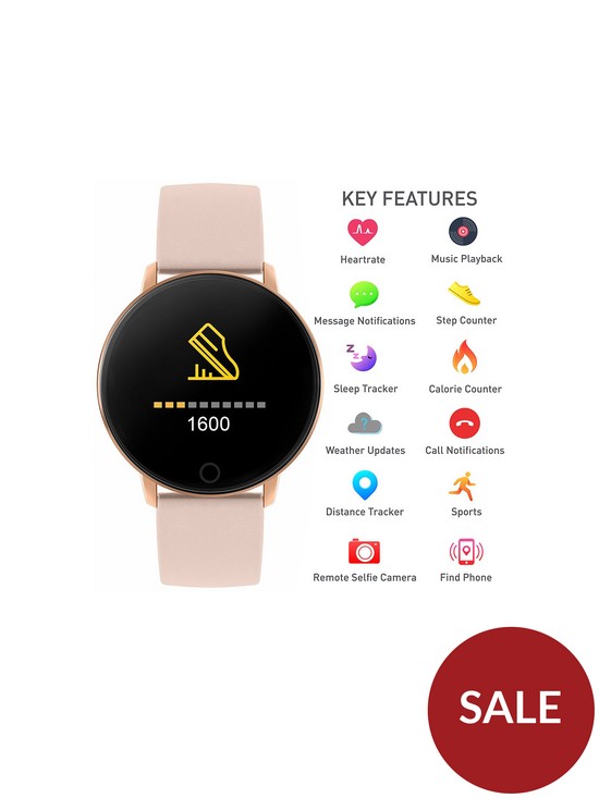 stillFront image of reflex-active-series-5-smart-watch-with-heart-rate-monitor-colour-touch-screen-and-nude-pink-silicone-strap