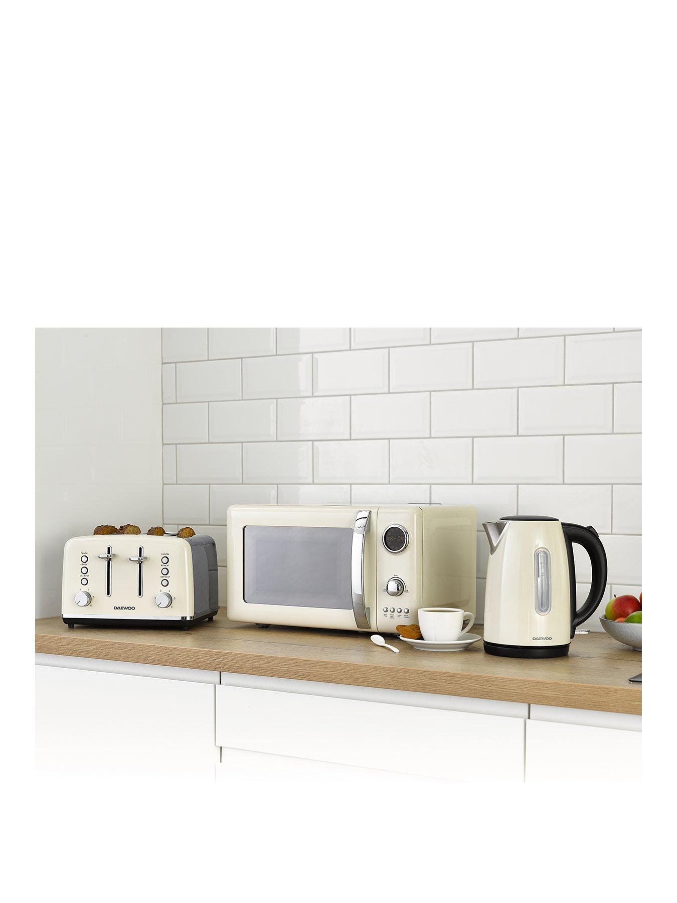 Daewoo Kensington Cream Triple Pack- Microwave, Kettle and Toaster