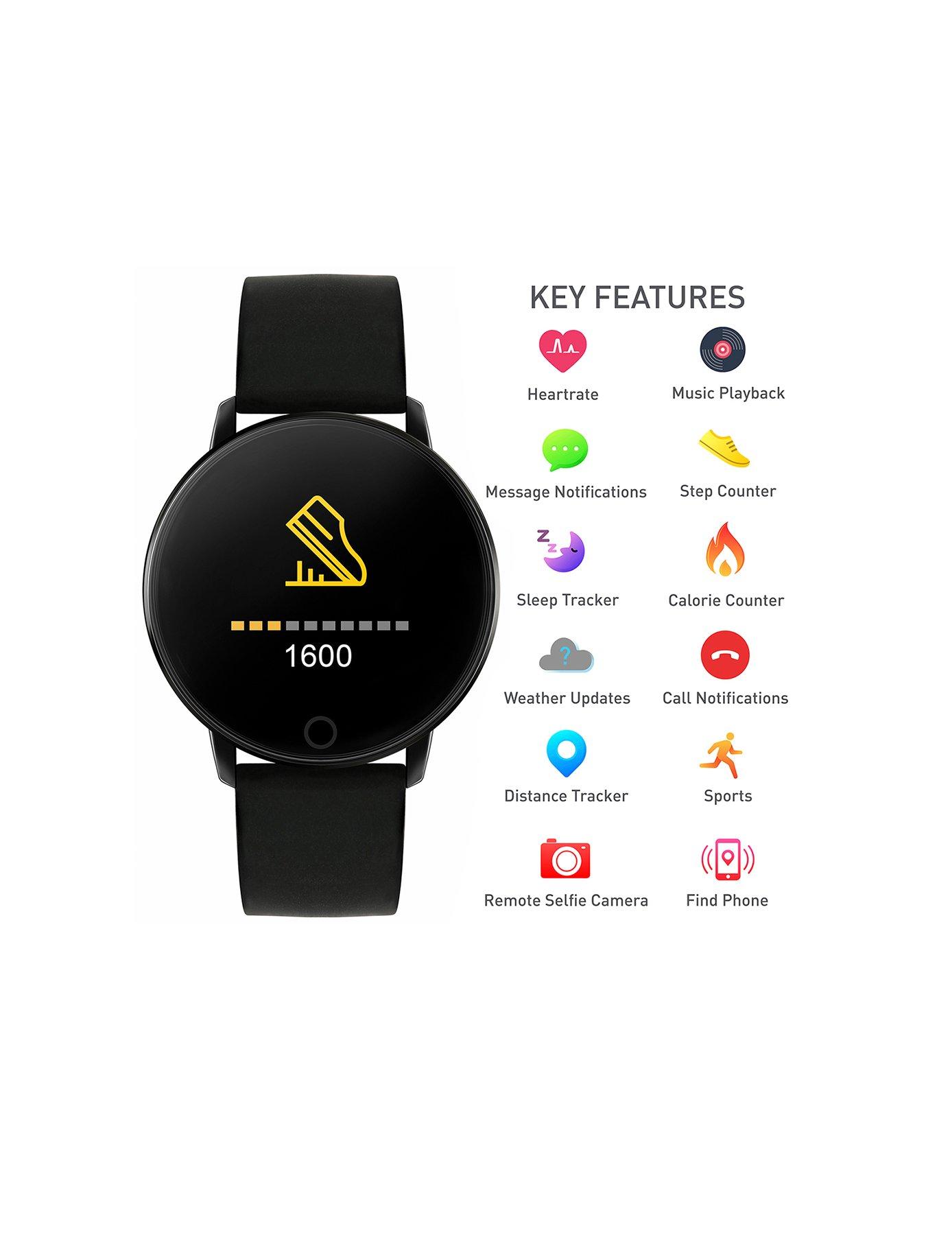  image of reflex-active-series-5-smart-watch-with-heart-rate-monitor-colour-touch-screen-and-black-silicone-strap